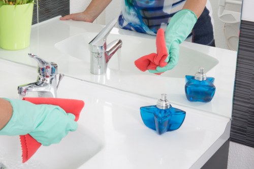Turnover cleaning team working in a modern SW10 apartment near the riverside